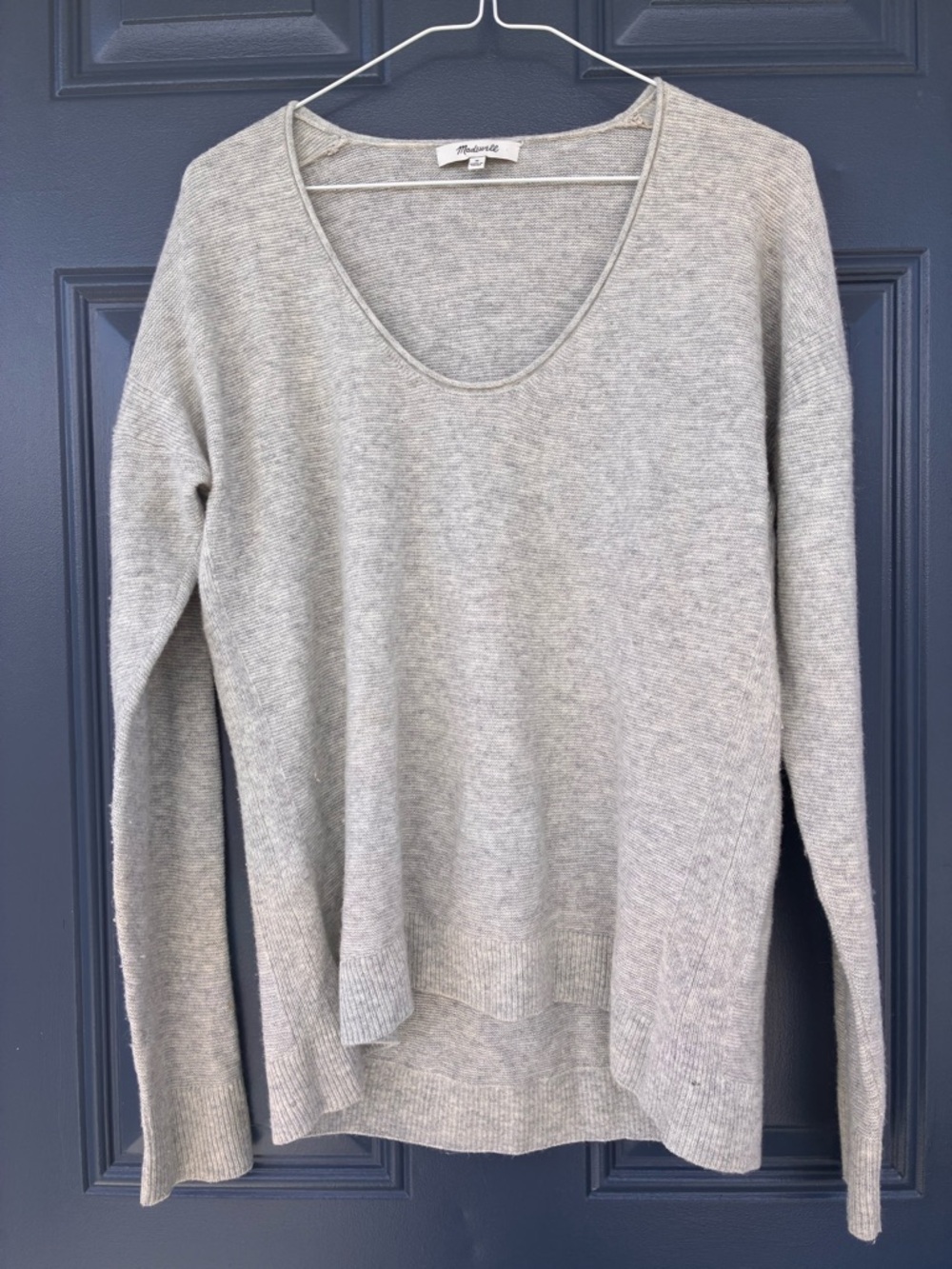 Madewell Gray Scoop Neck Knit Sweater Women’s size M Merino and Alpaca blend